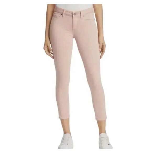 Paige Verdugo Crop Skinny Jeans Light Pink Raw Hem Mid Rise Super Stretch 31 - Picture 1 of 8